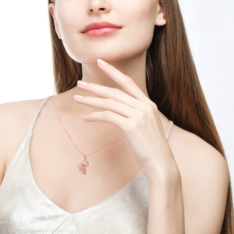 DESIMTION Rose Gold Heart Necklaces for Women,Birthday Mothers Day Christmas Jewelry Gifts for Wife Girlfriend Mom from Daughter - Image 2